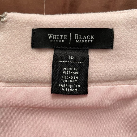 White House Black Market Soft Pink Asymmetrical Zip Mini Skirt Plus Size 16 - Picture 8 of 10